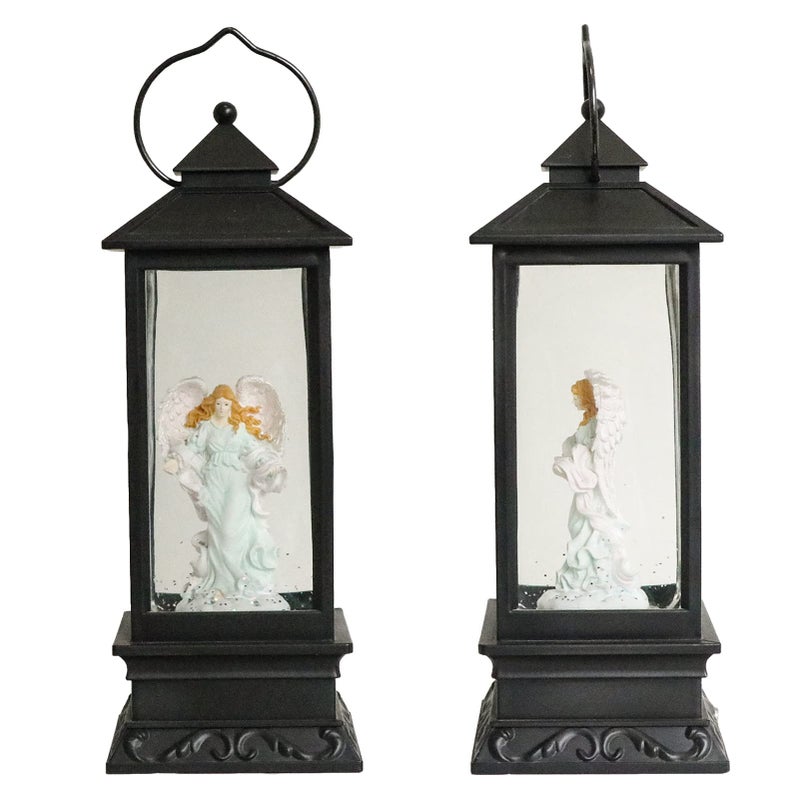 Eldnacele Musical Singing and Lighted Plug-in & Battery Operated Lighted Christmas Water Glittering Snowing Globe Christians Church Lantern for Home Decoration Angel - Image 4